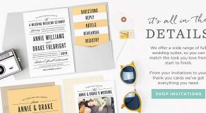 Invites for a Destination Wedding - Fully customisable on line by YOU, with over 180 colours to choose from and 200 unique designs.